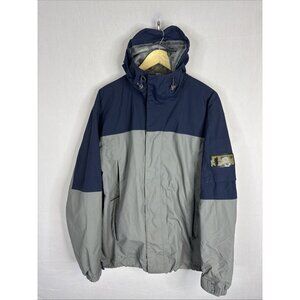 Burton Ronin Snowboard Jacket Mens L Hooded Waterproof Snow Ski Shell Gray Blue